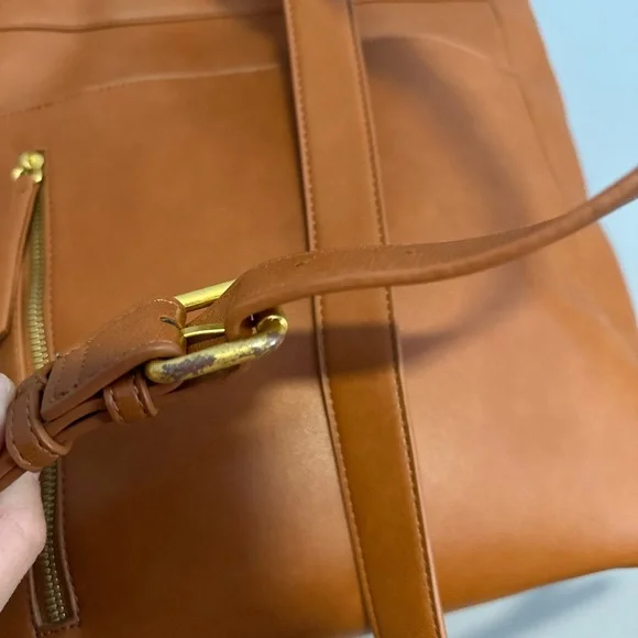 Fawn Design Brown Faux Leather Backpack Set with Gold Accents. - Picture 7 of 13